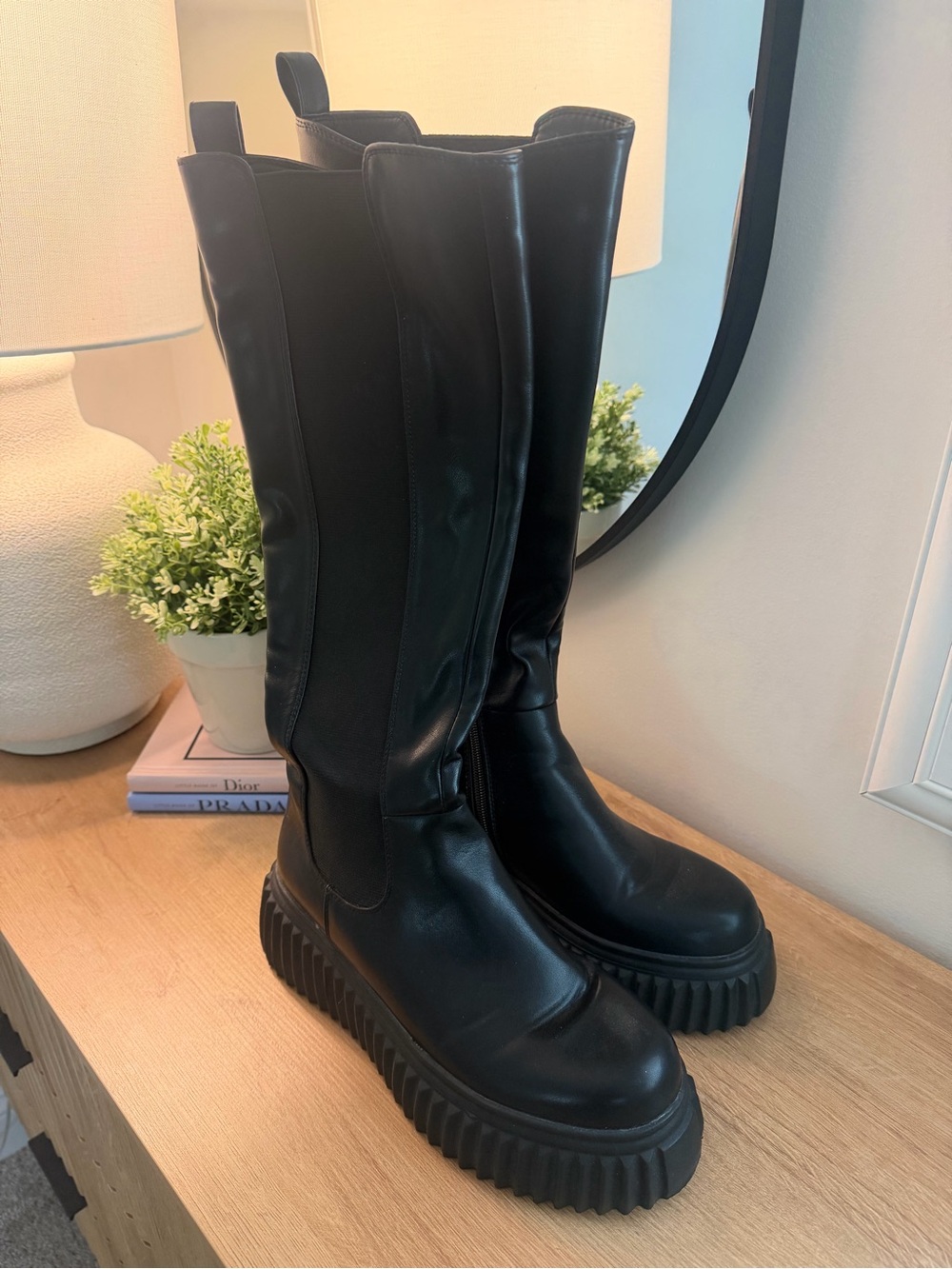 Azalea Wang Black Platform Knee-High Boots - Women